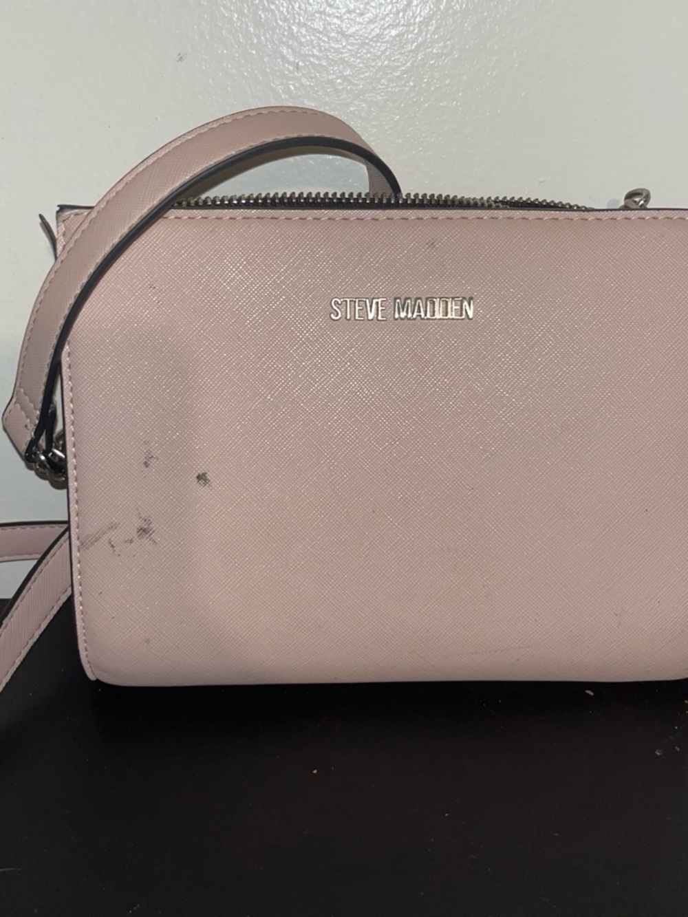 Steve Madden Light Pink Saffiano Crossbody Bag